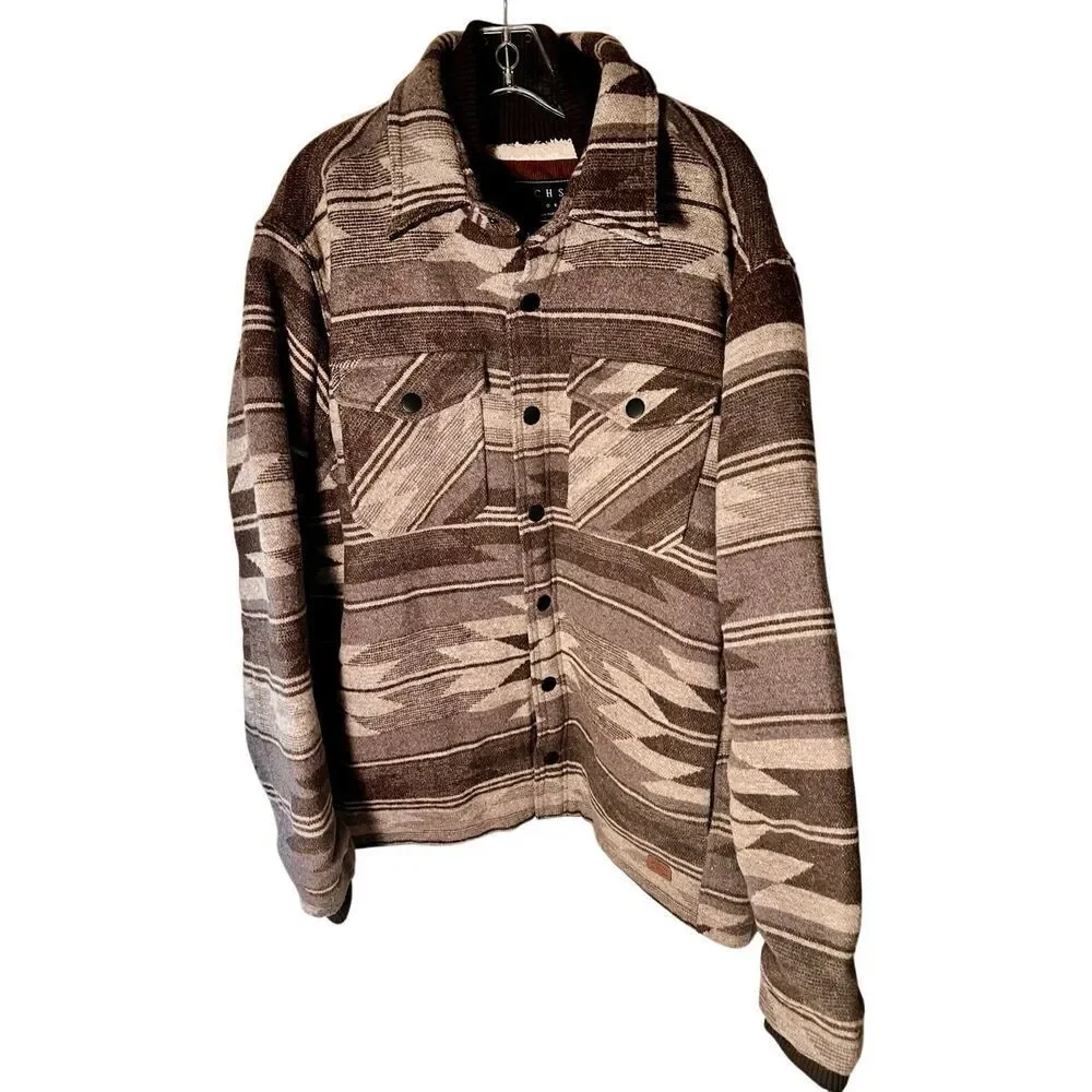 NWT JACHS New York Men's Aztec Sherpa-Lined Shirt Jacket Size XL
